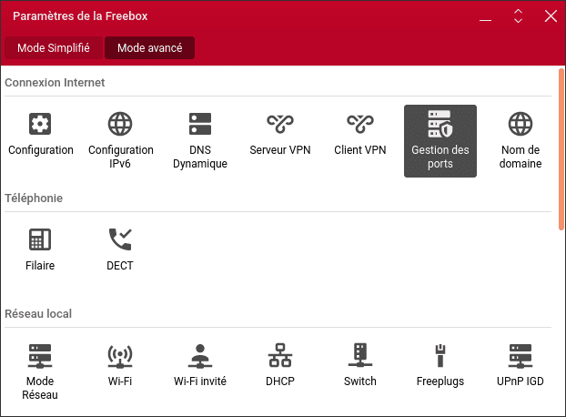 Gestion des ports sur la freebox Delta