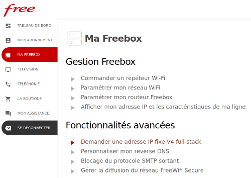 Free Adresse IP fixe V4 full-stack