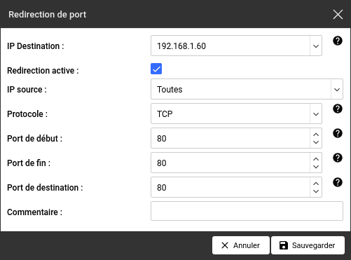 Freebox redirection du port 80